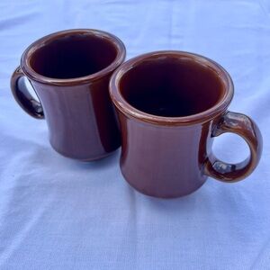REGO Brown Caramel Two Mugs Ceramic Retro Vintage Heavy Duty Mugs